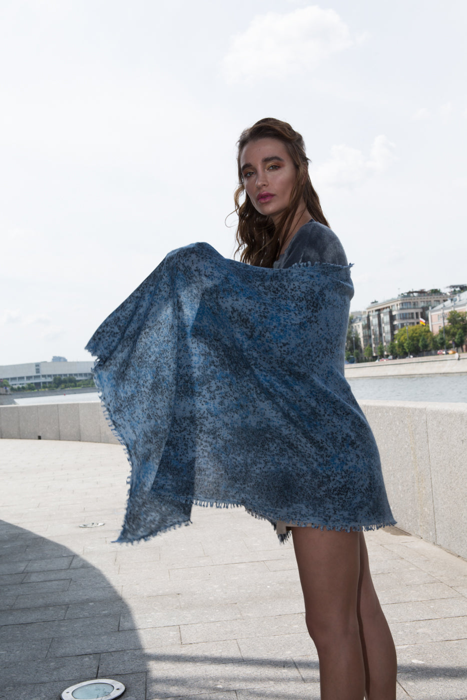 Palette Royale Spray Print Cashmere Shawl