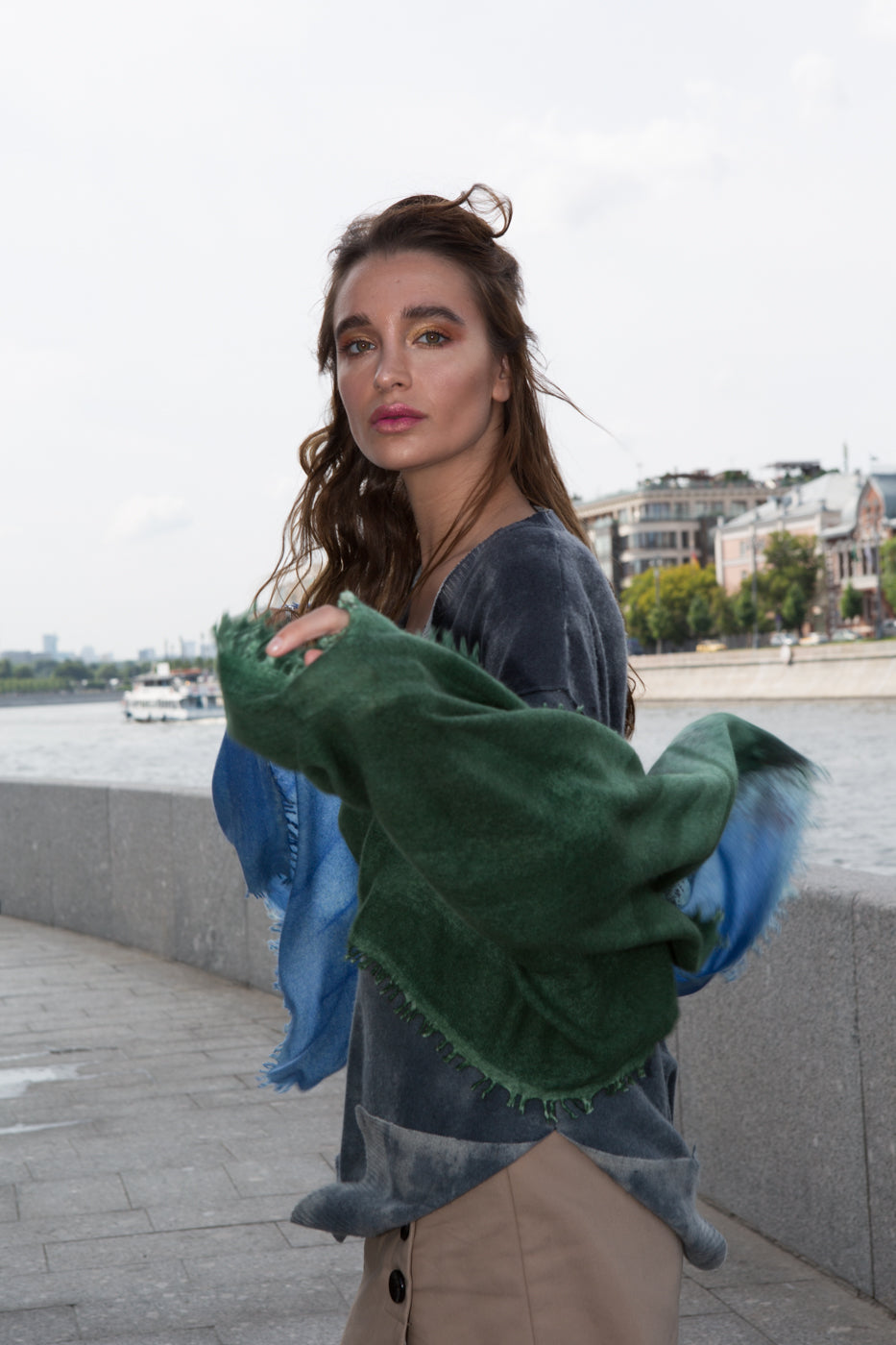 Ethereal Muse Hand-Sprayed Cashmere Shawl