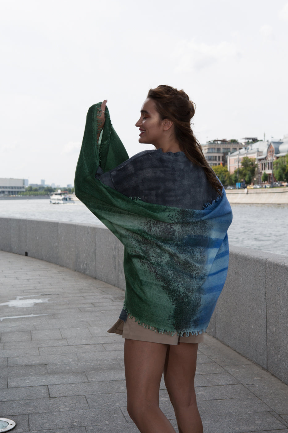 Ethereal Muse Hand-Sprayed Cashmere Shawl