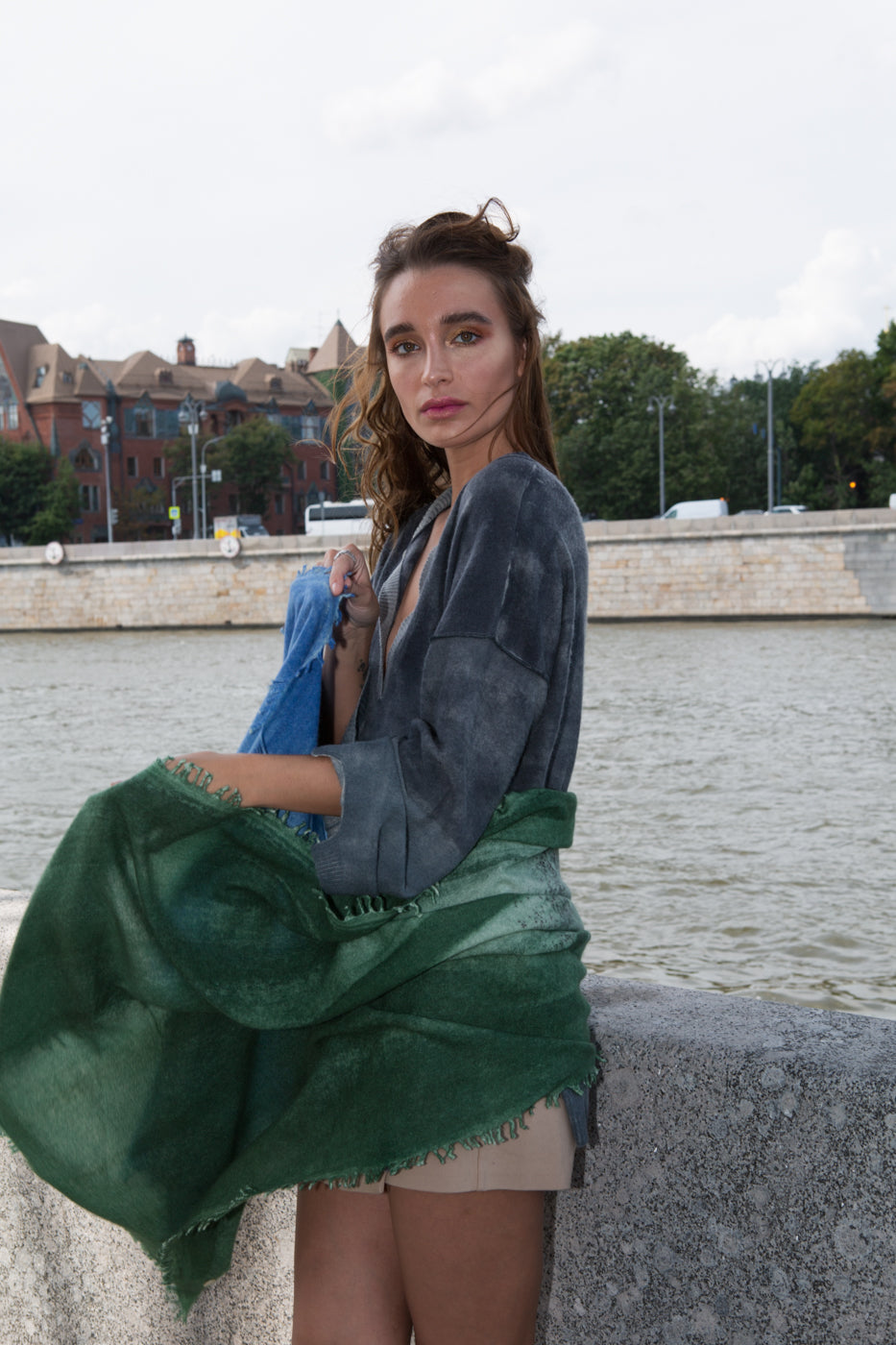 Ethereal Muse Hand-Sprayed Cashmere Shawl