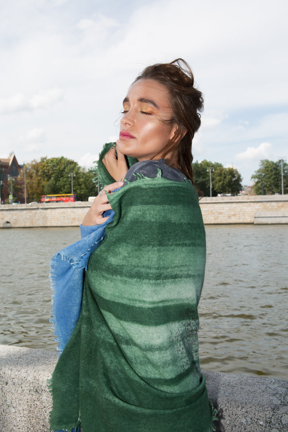 Ethereal Muse Hand-Sprayed Cashmere Shawl