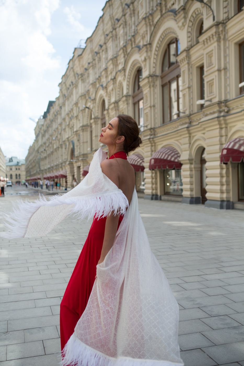 Feathered Halo Swarovski Cashmere Shawl