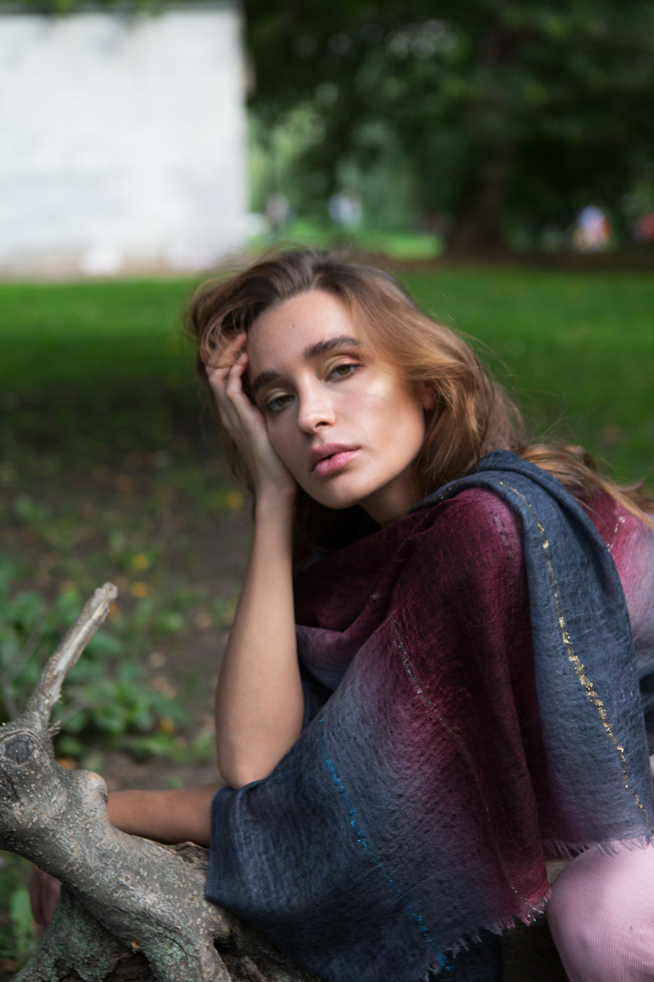 Molten Grace Hand-Sprayed Lurex-Inspired Cashmere Shawl