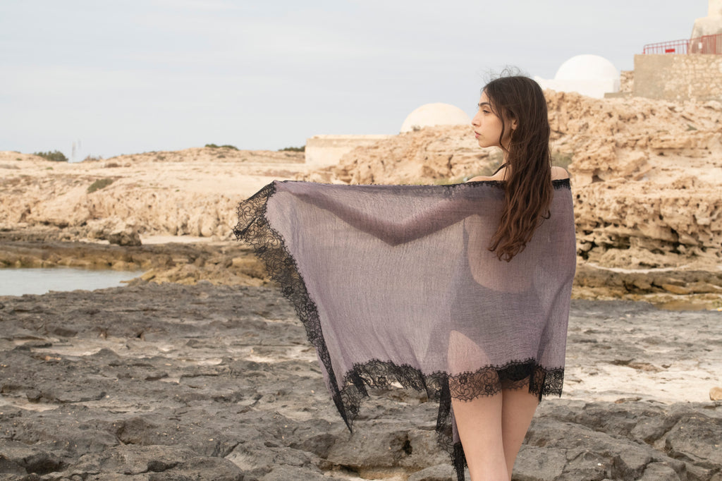 Pastel Couture Lace Cashmere Shawl