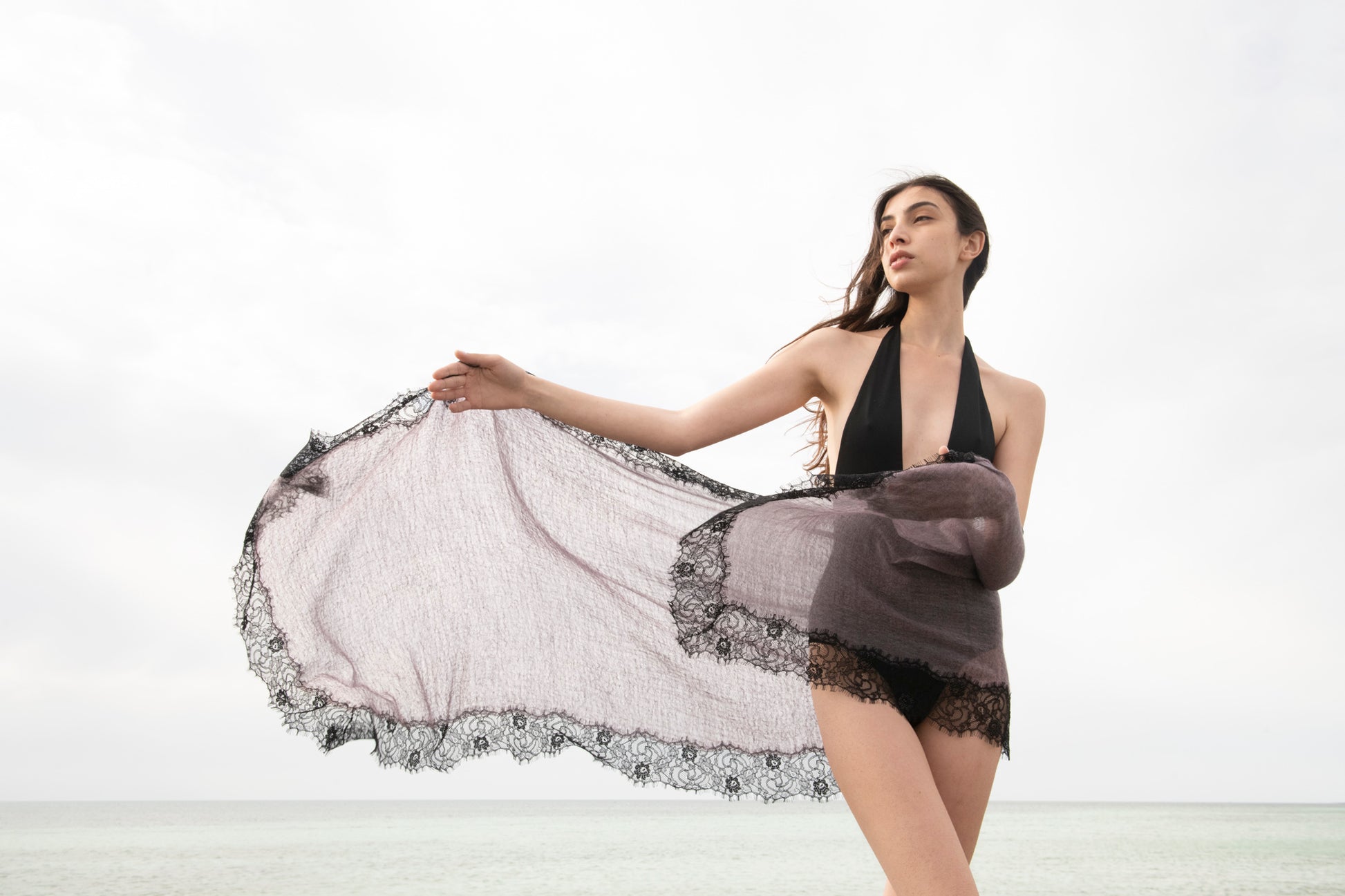 Pastel Couture Lace Cashmere Shawl