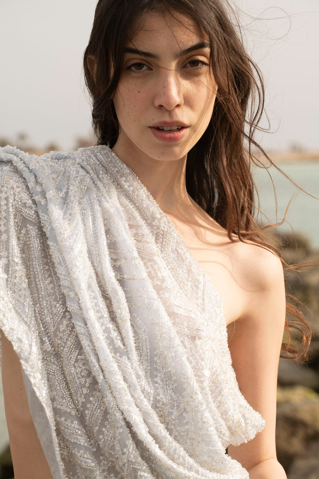 Opera Brilliance Hand-Embellished Cashmere Shawl