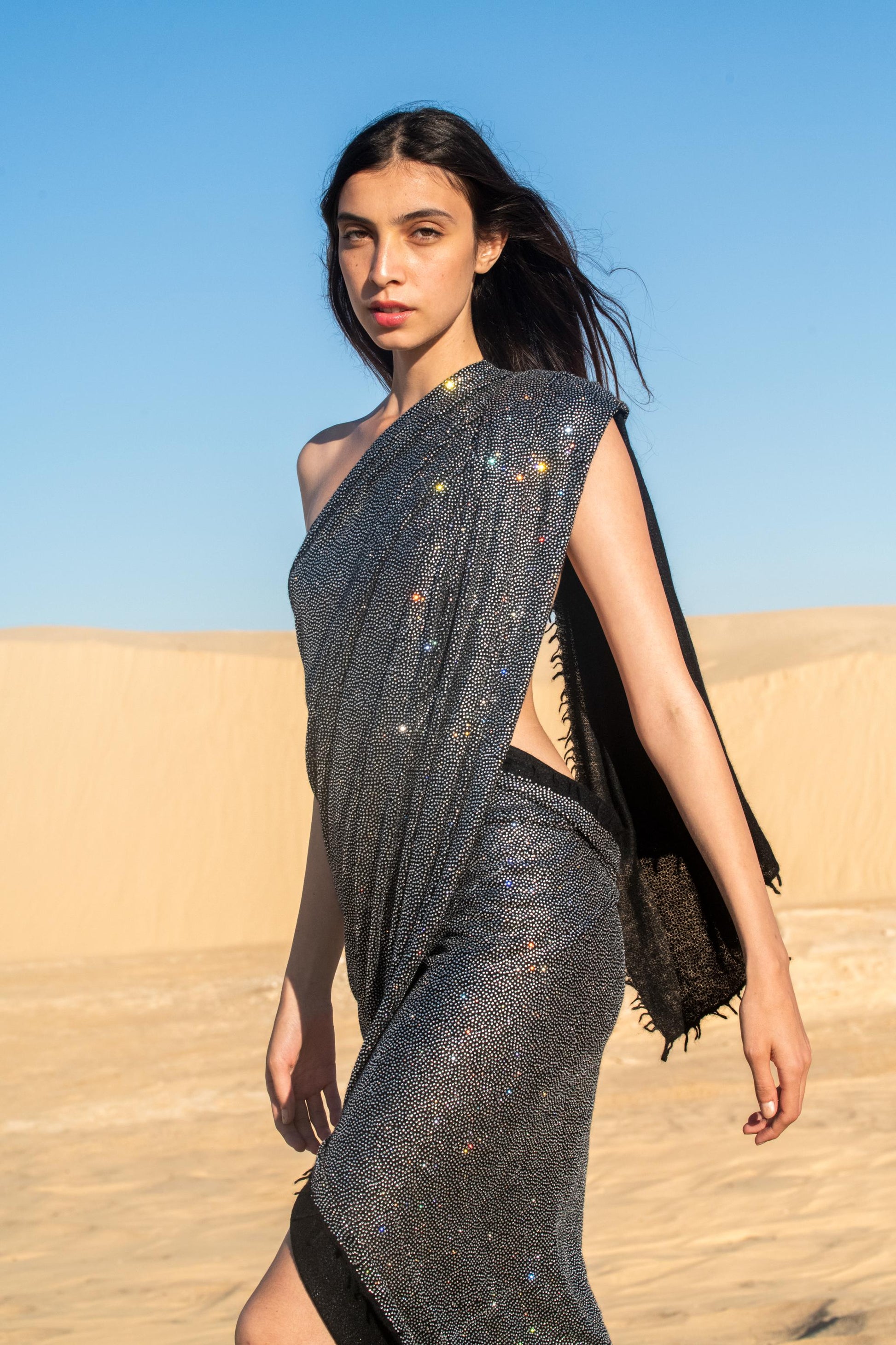 Sparkling Crystal Knitted Cashmere Shawl