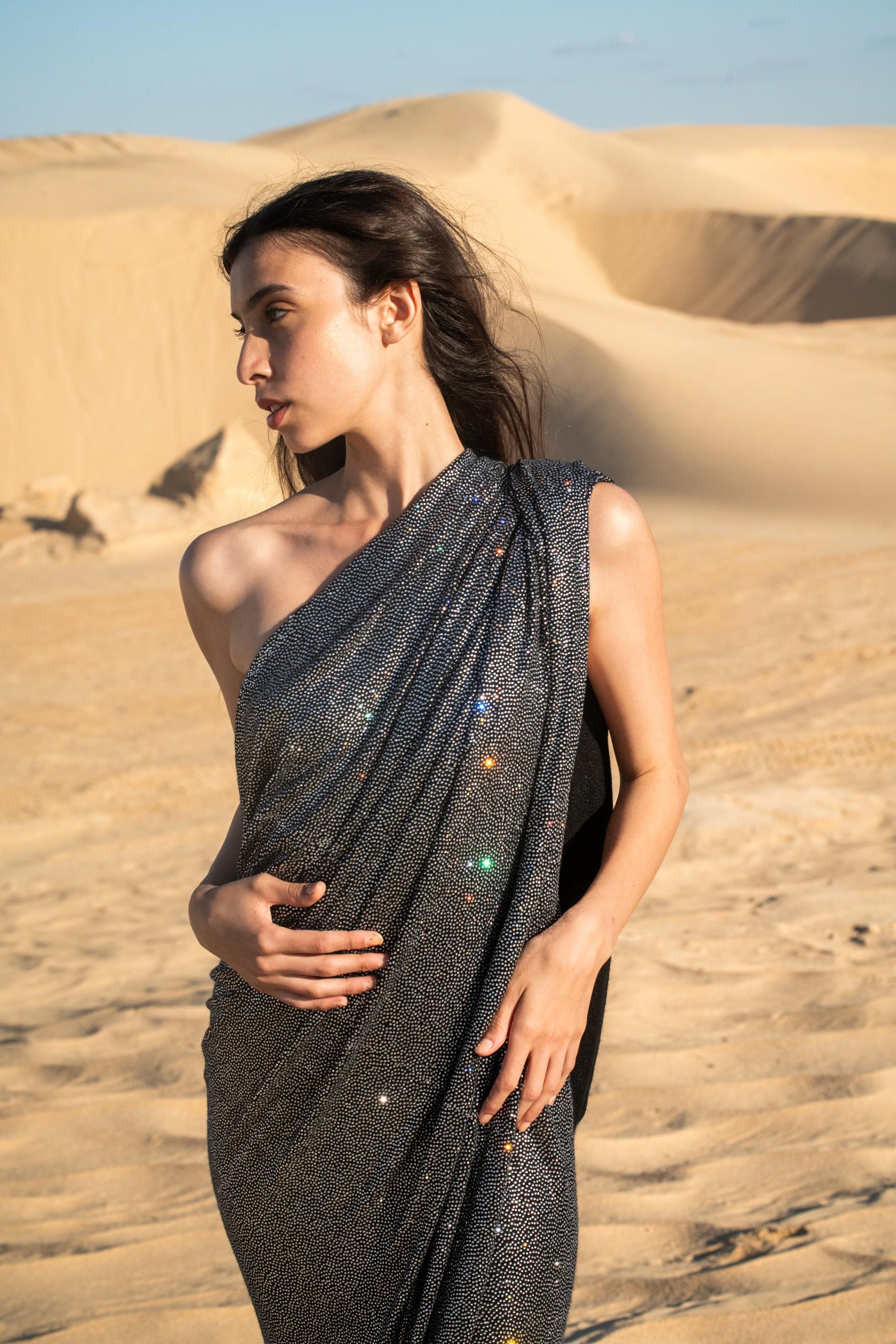 Sparkling Crystal Knitted Cashmere Shawl