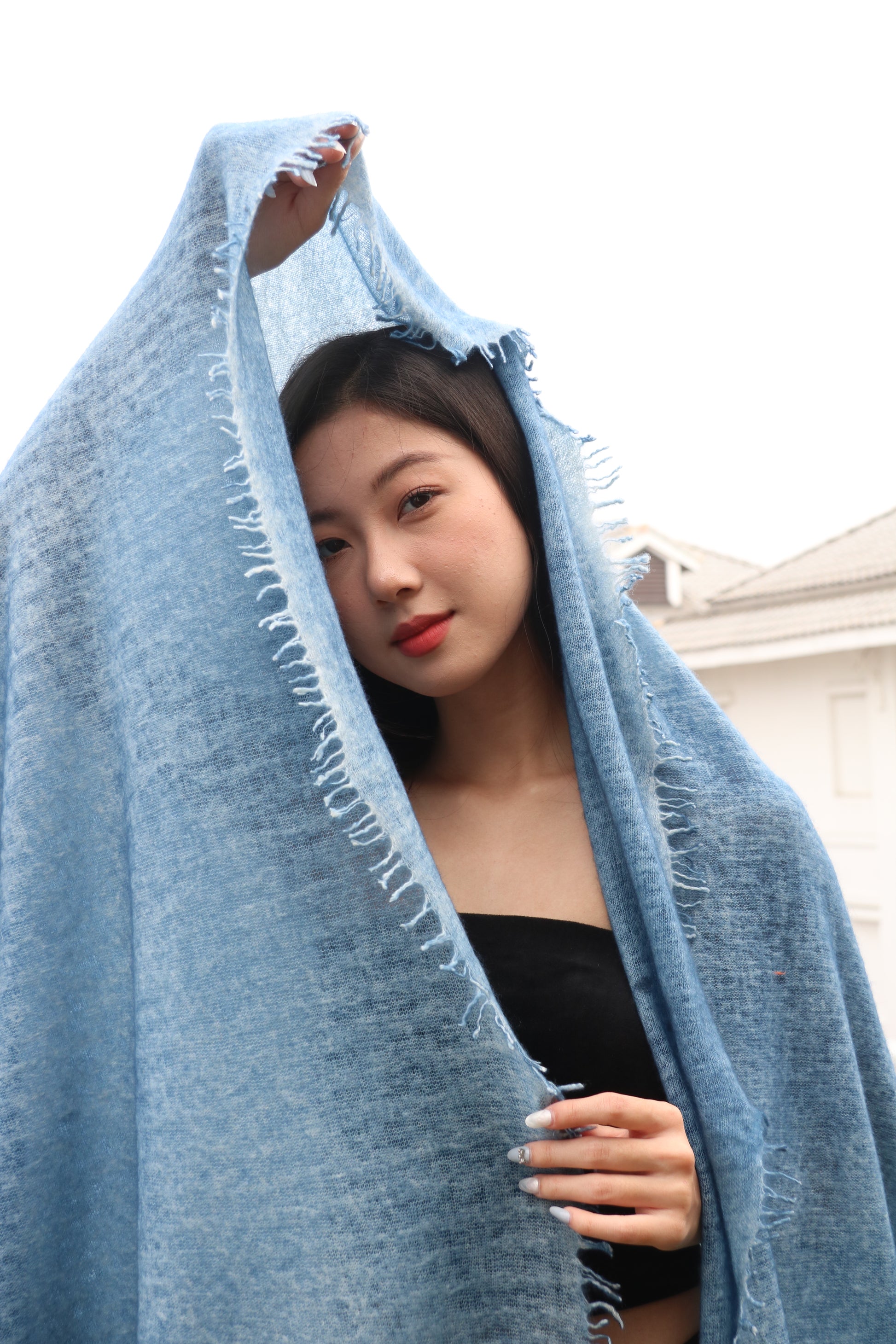 Hand-Sprayed Knit Cashmere Shawl