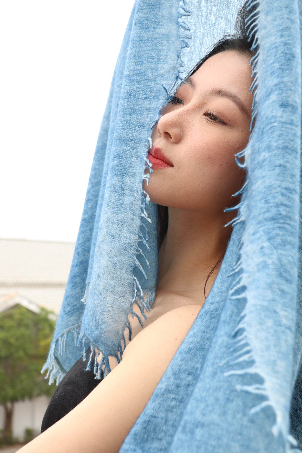 Hand-Sprayed Knit Cashmere Shawl