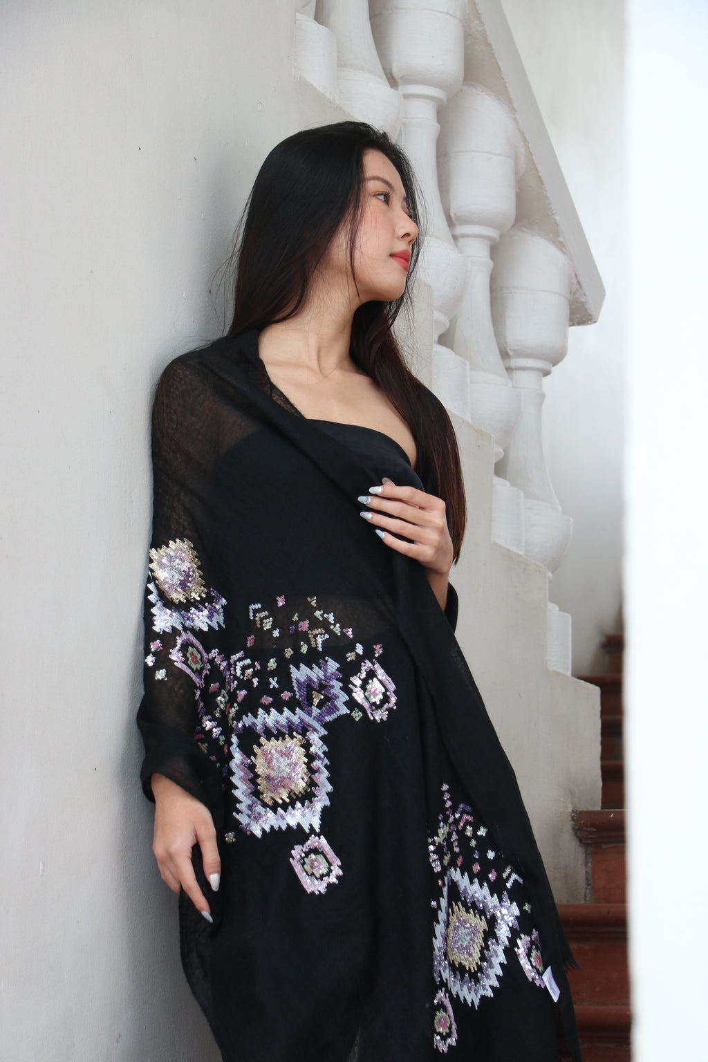 Gilded Whisper Sequin Cashmere Stole