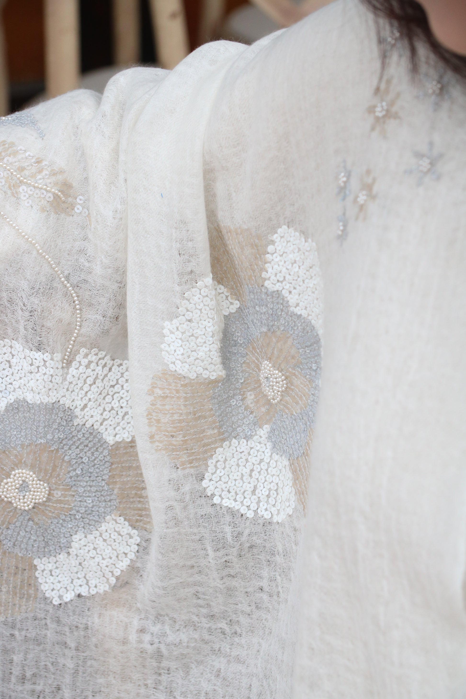 Royale Pearl Sequin Cashmere Stole