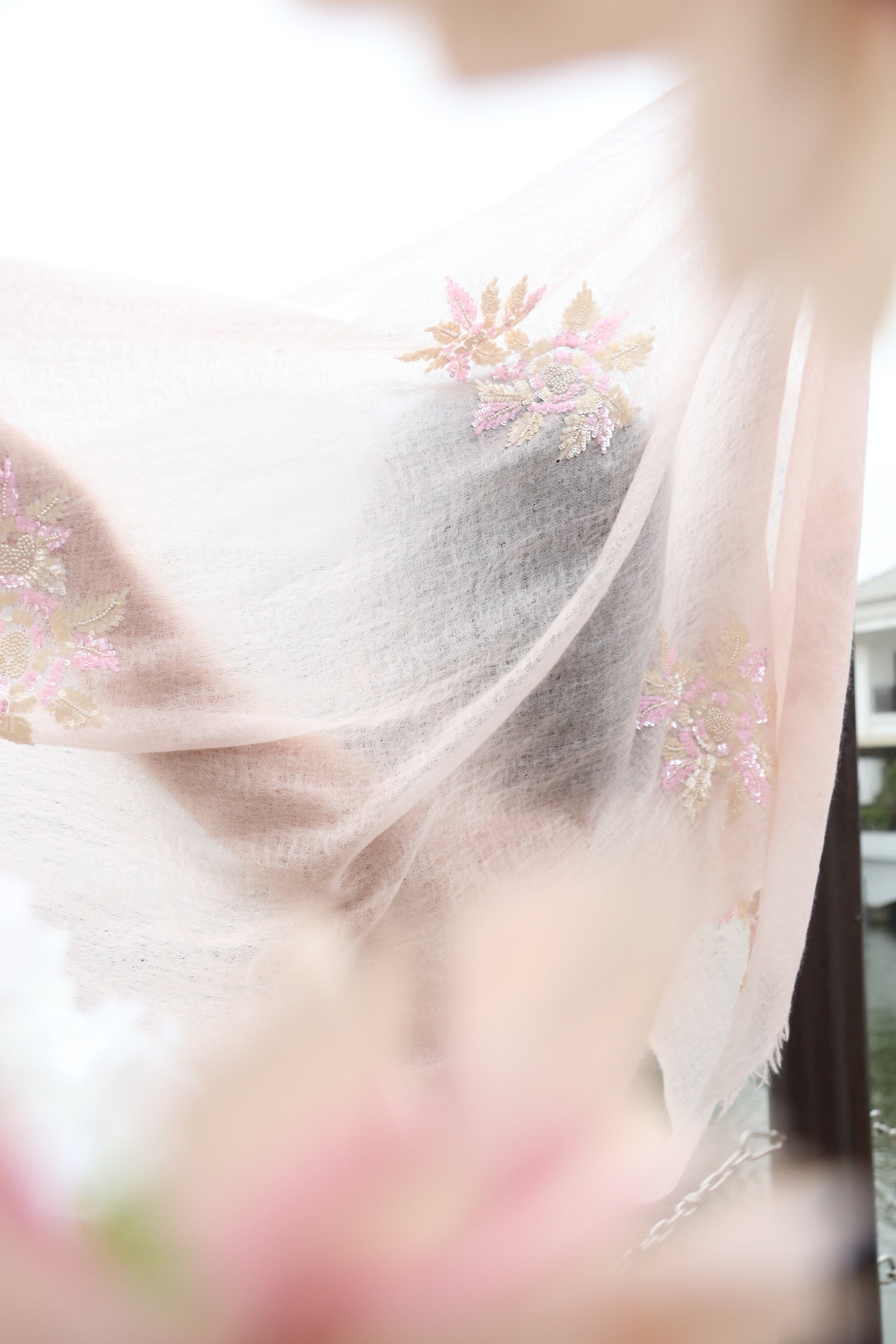 Pearl Blossom Sequin Reverie Cashmere Stole