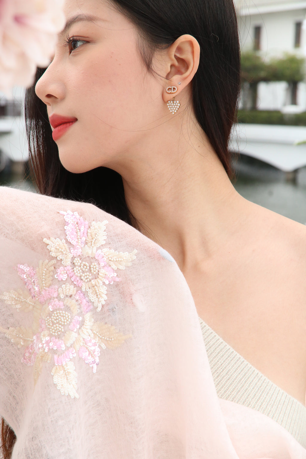 Pearl Blossom Sequin Reverie Cashmere Stole