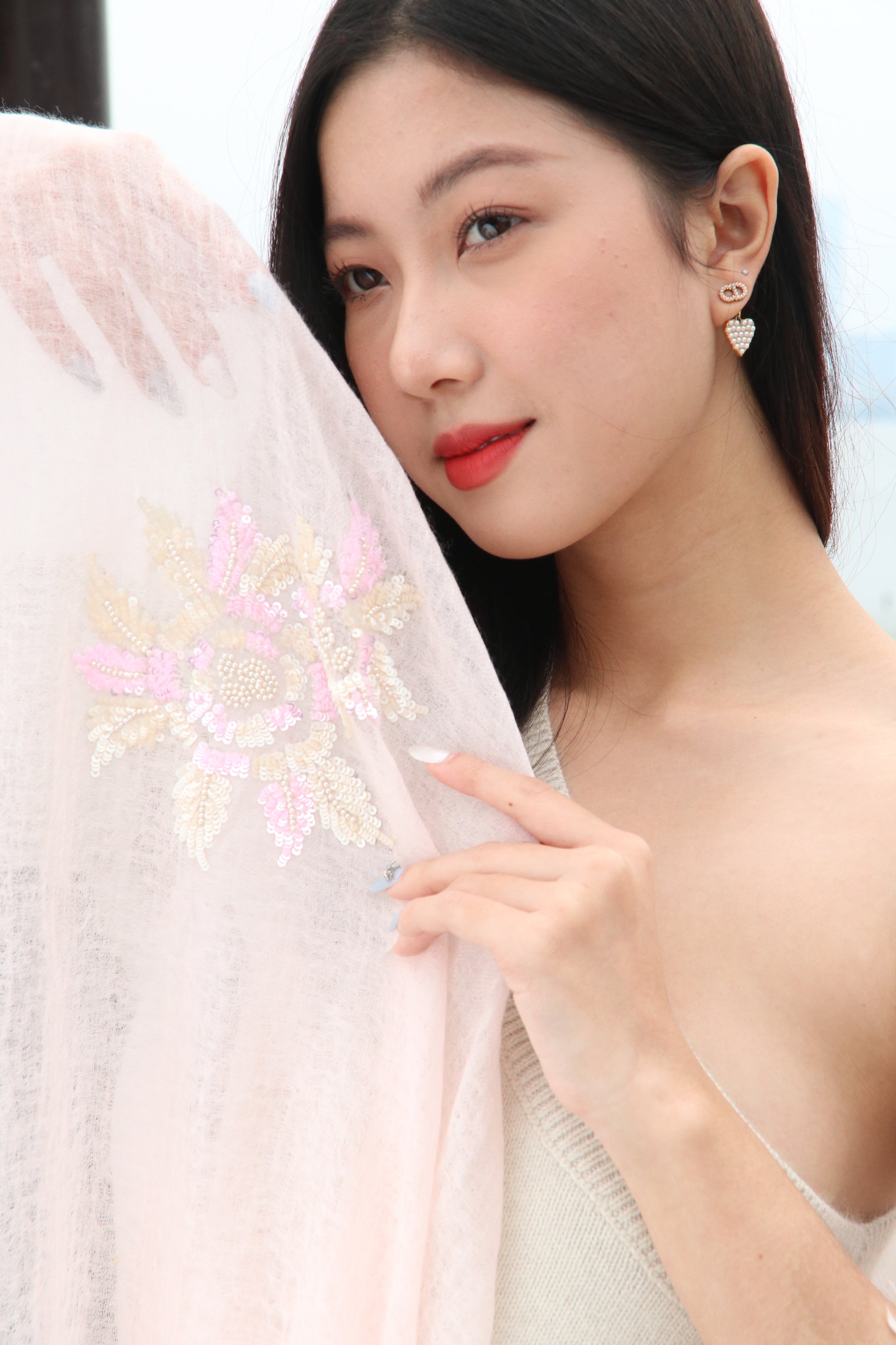 Pearl Blossom Sequin Reverie Cashmere Stole