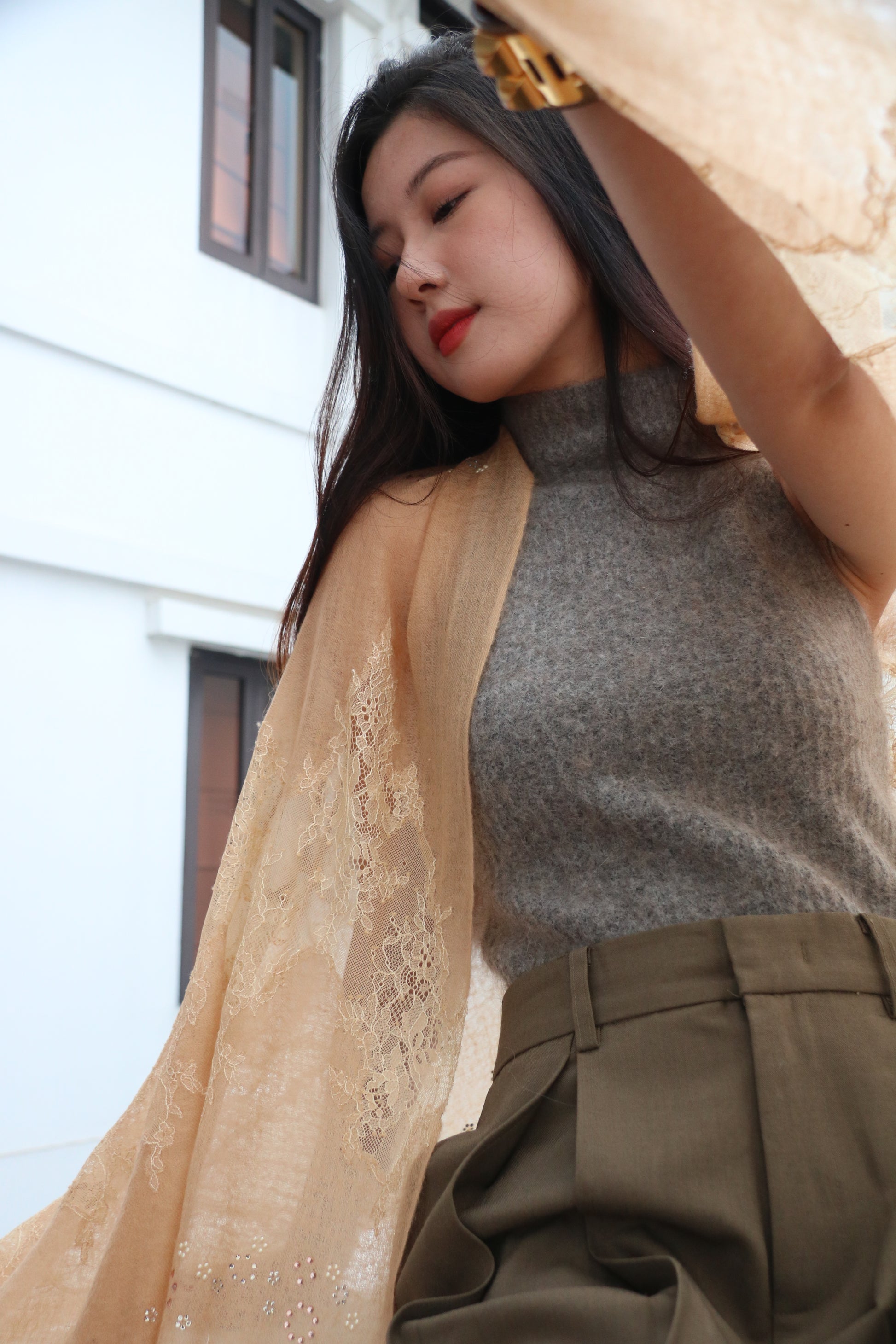 The Bespoke Lace & Crystal Cashmere Stole