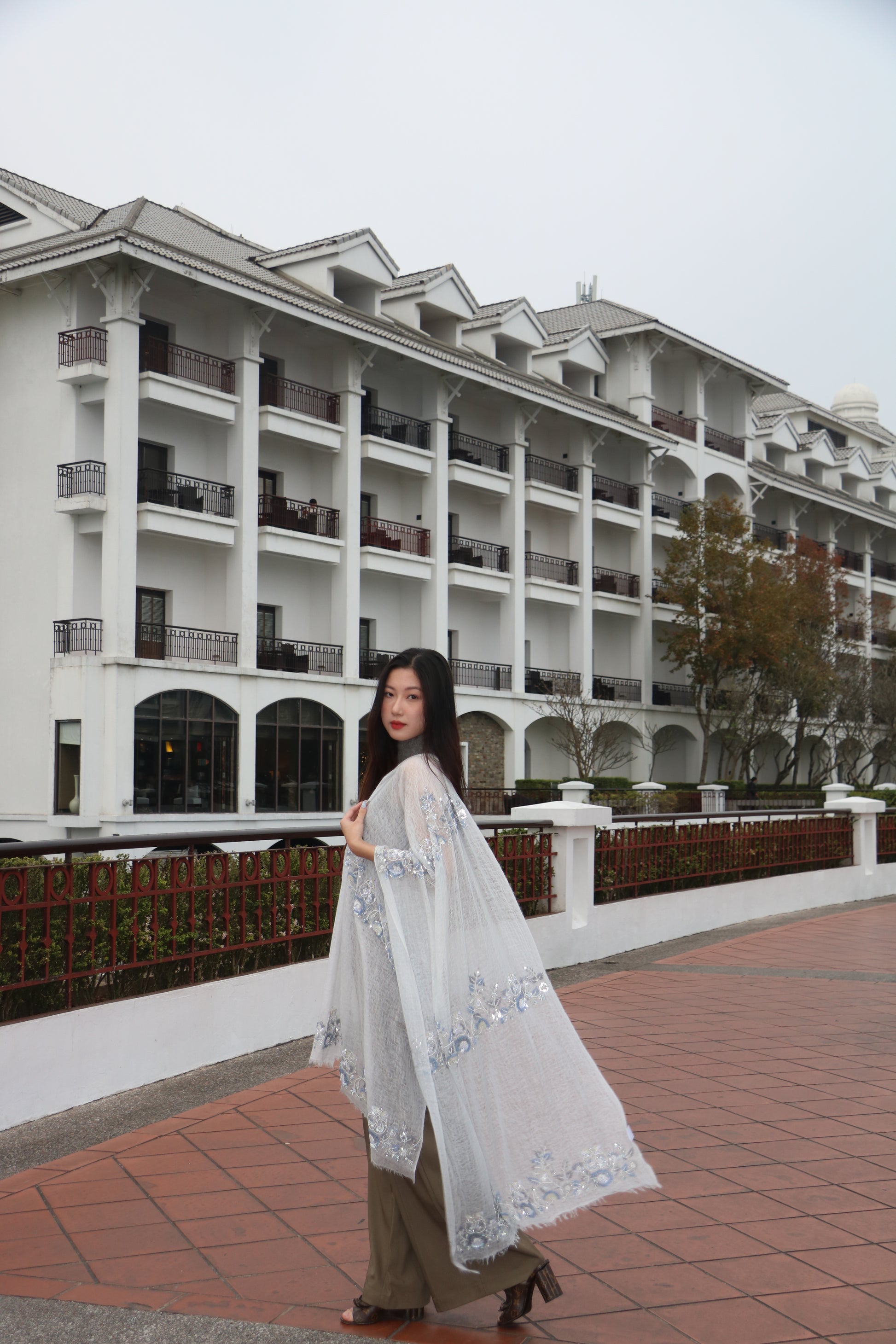 Embroidered Grace Cashmere Stole